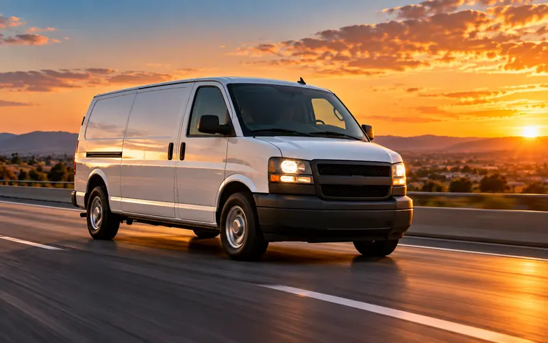 White standard-roof cargo van for small expedited shipments